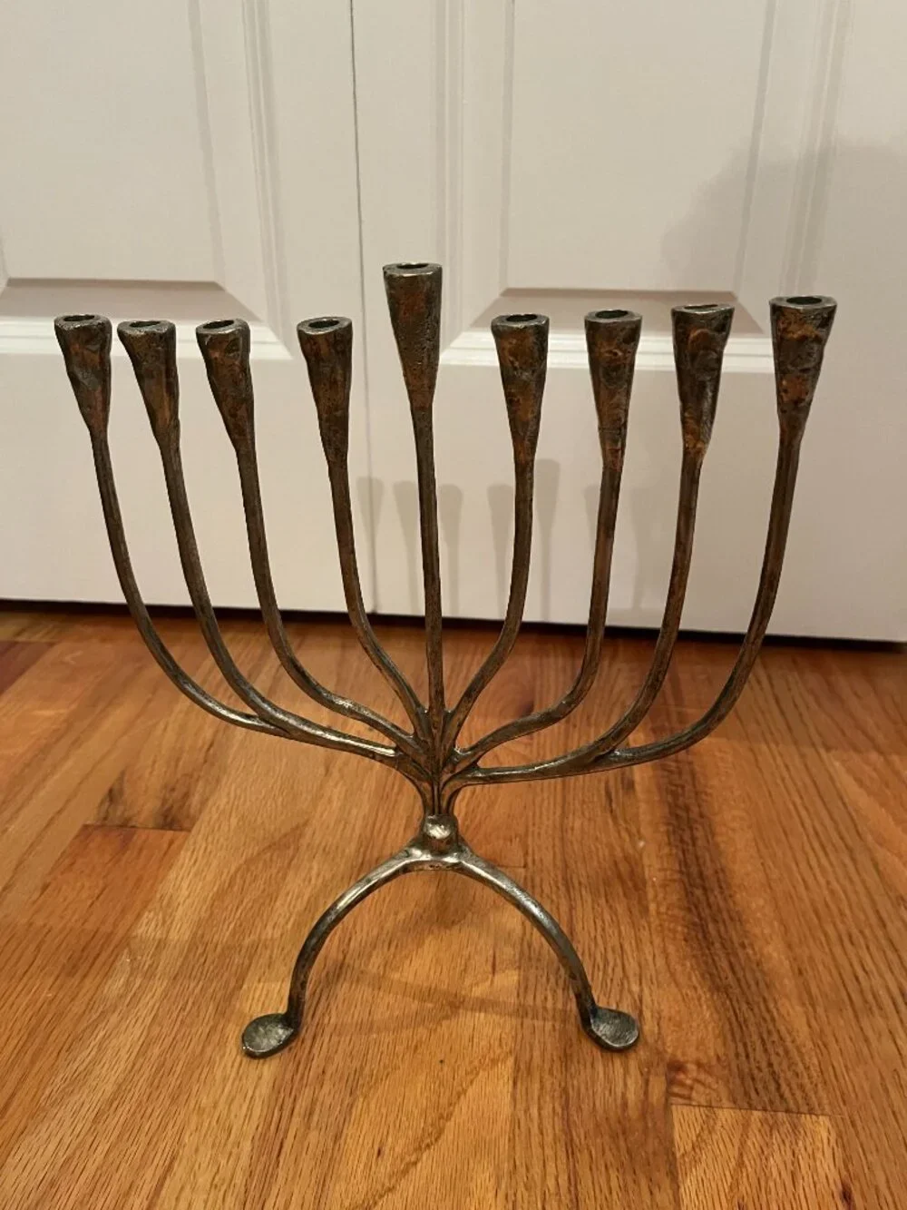 Pottery Barn Silver Metal Menorah L 9.5 in x H 11 in x W 6.25 in